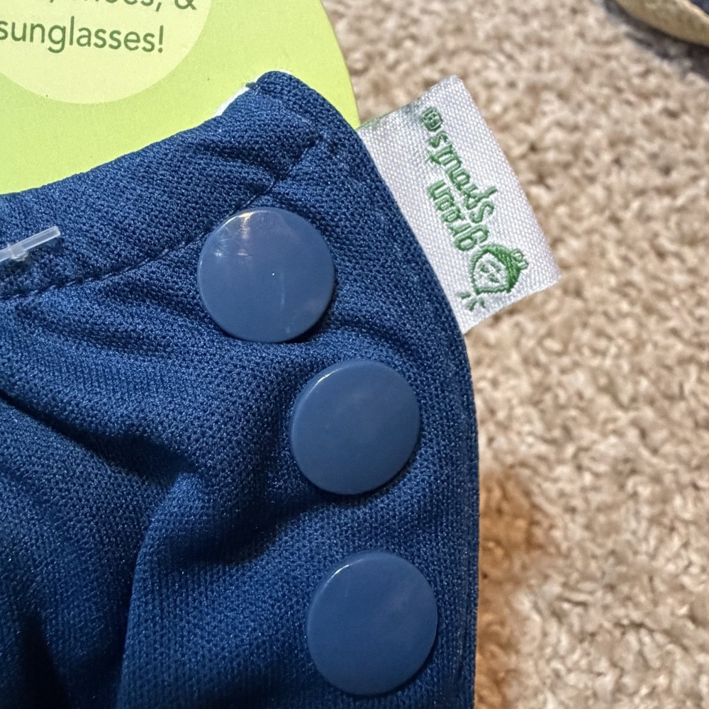 I Play Green Sprouts Swim Diaper Unisex 6 Months Navy Side Snaps Elastic Waist - Picture 3 of 4
